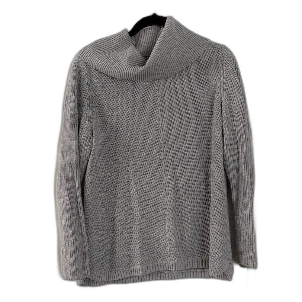 Talbots Gray Cowl Neck Knit Sweater – Size L 100% Cotton